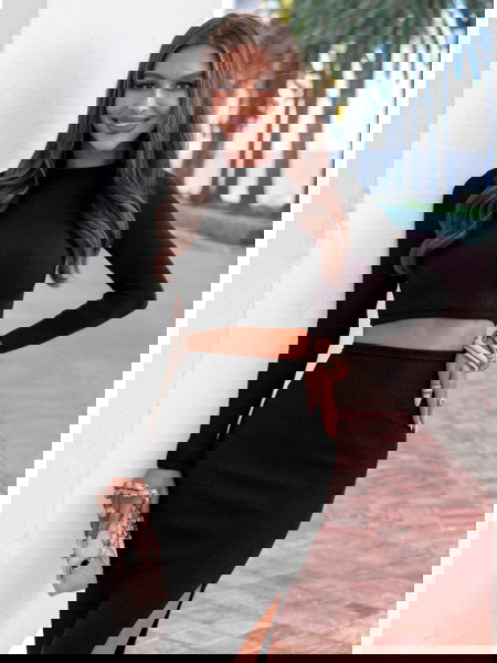 Czarny prążkowany komplet...