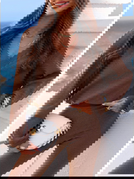 Prążkowany komplet bluzka z... 2