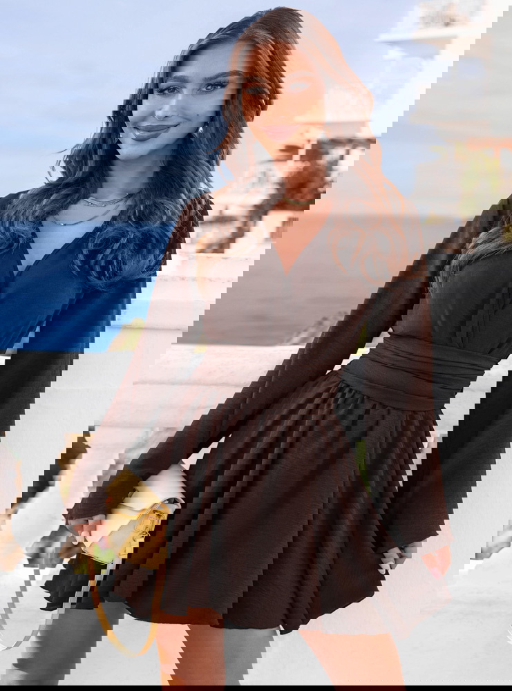 Czekoladowy kombinezon jak sukienka z...