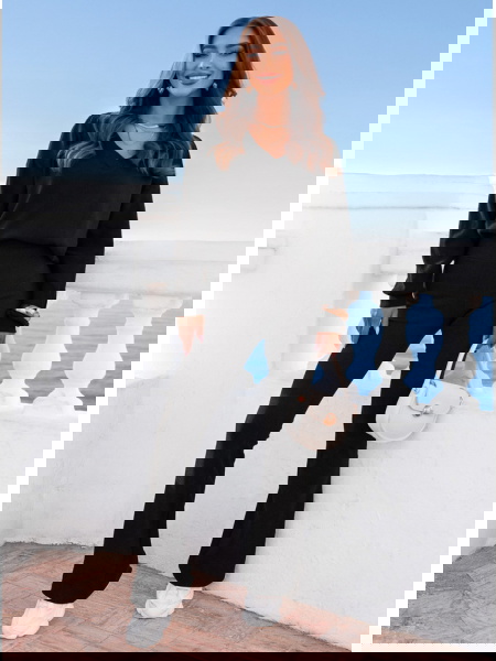 Czarny prążkowany komplet... 2