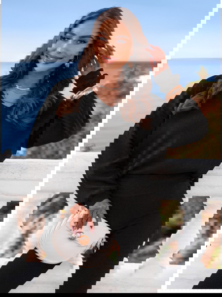 Czarny prążkowany komplet... 2