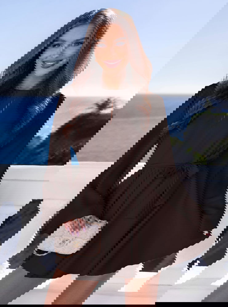 Czekoladowy kombinezon jak sukienka...