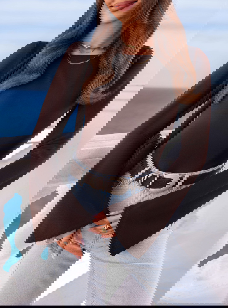 Czekoladowa bluzka z szerokimi...