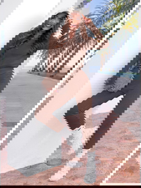 Prążkowany komplet spodnie...