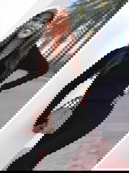 Czarny prążkowany komplet... 2