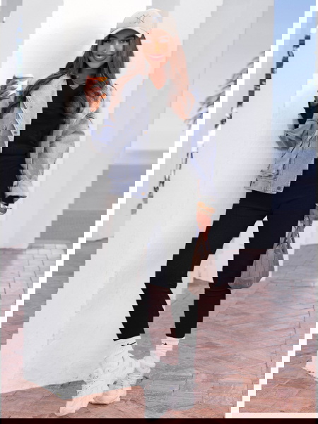 Czarny prążkowany komplet...