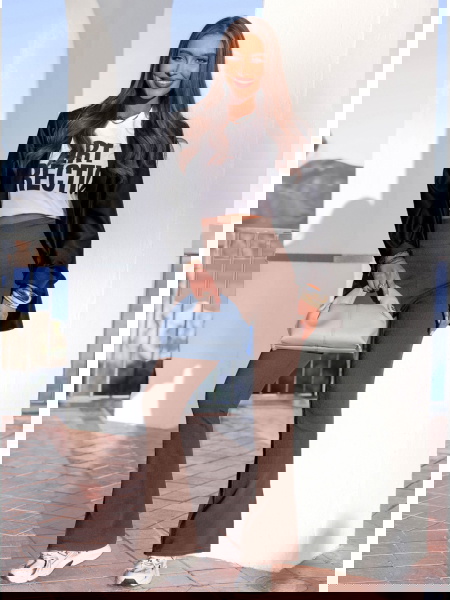 Prążkowane spodnie z...