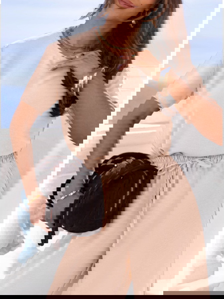 Beżowy komplet bluzka z... 2