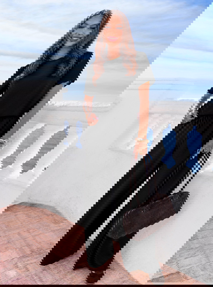 Czarny komplet bluzka z krótkim...