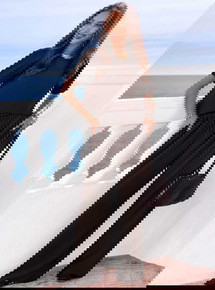 Czekoladowy komplet bluzka z krótkim...