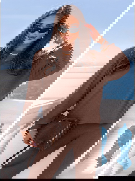 Prążkowany komplet bluzka i...