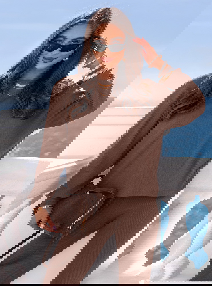 Prążkowany komplet bluzka i legginsy...