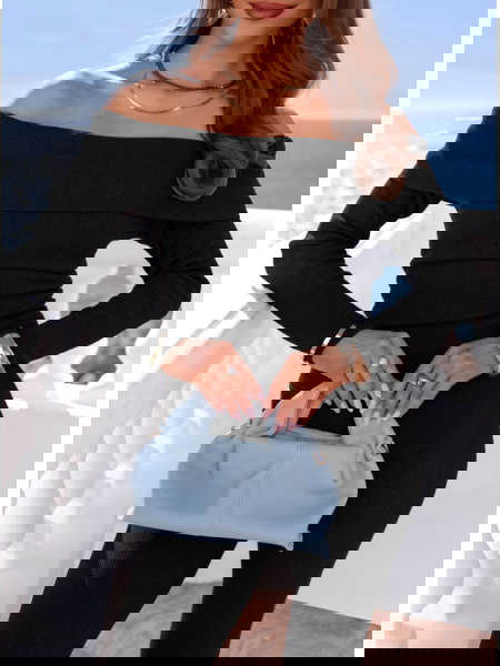 Czarny prążkowany komplet... 2