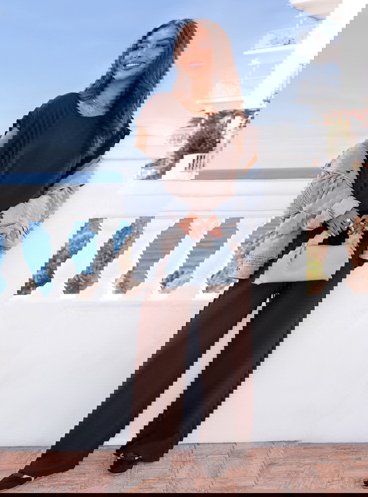 Czekoladowy komplet bluzka z krótkim...