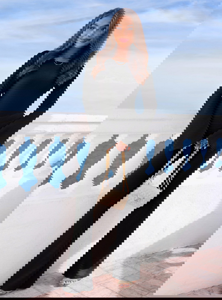 Czarny komplet bluzka i spodnie Noradene