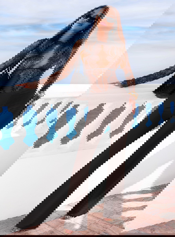 Czekoladowe spodnie z wysokim stanem...