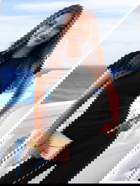 Czarny prążkowany komplet... 2