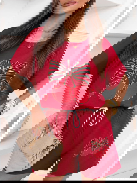 Malinowy komplet bluzka i... 2