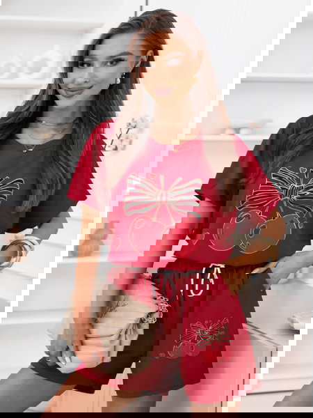 Malinowy komplet bluzka i...