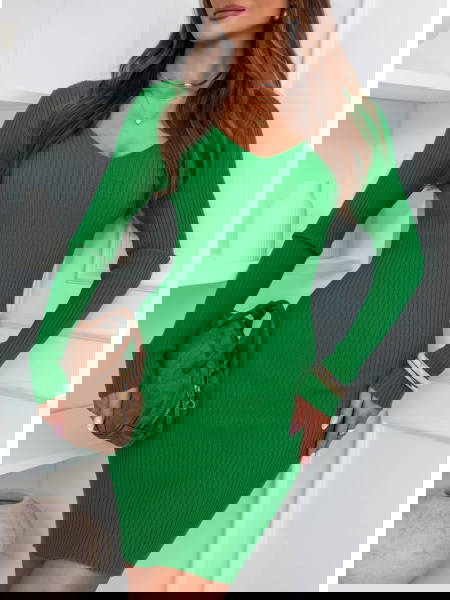 Zielona prążkowana sukienka... 2