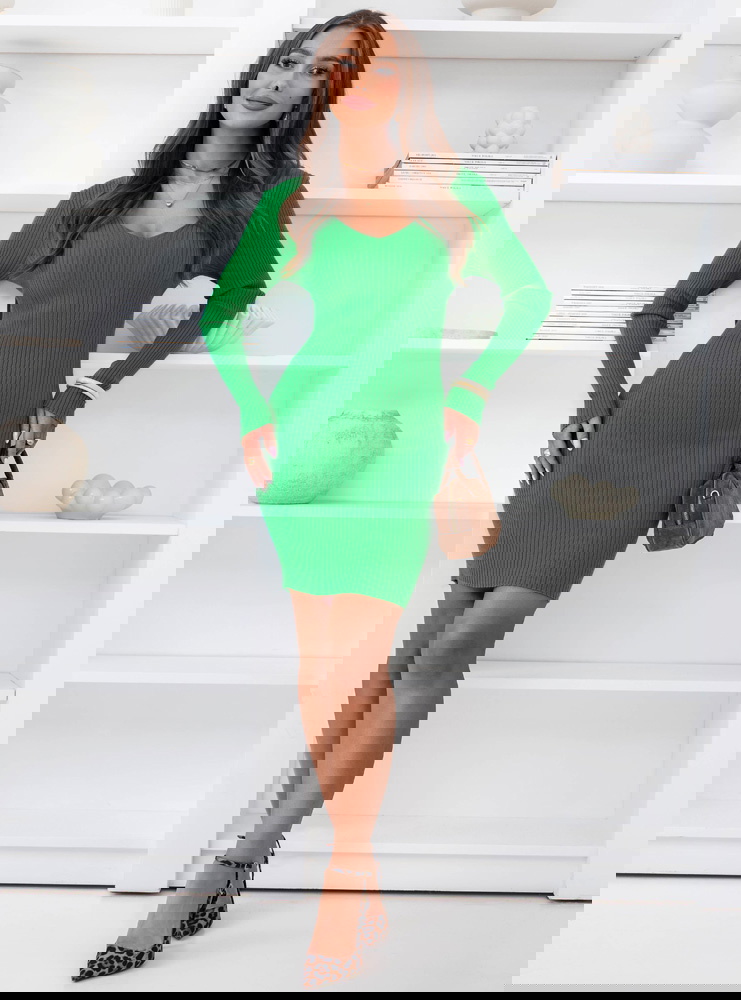 Zielona prążkowana sukienka Lozzia