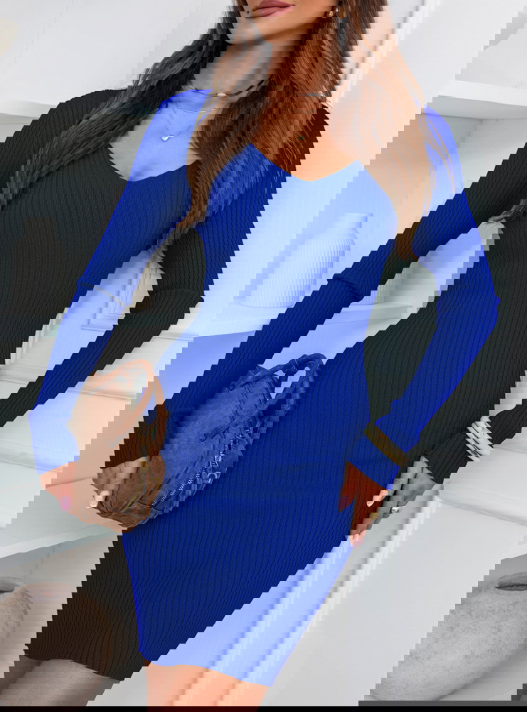 Chabrowa prążkowana sukienka Lozzia