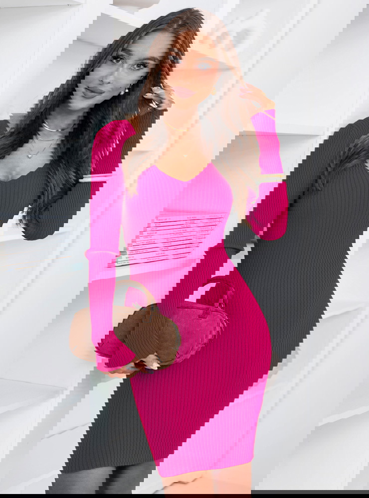 Prążkowana sukienka Lozzia - fuksja