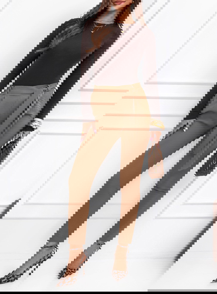 Spodnie z paskiem Amparol - mocha mousse