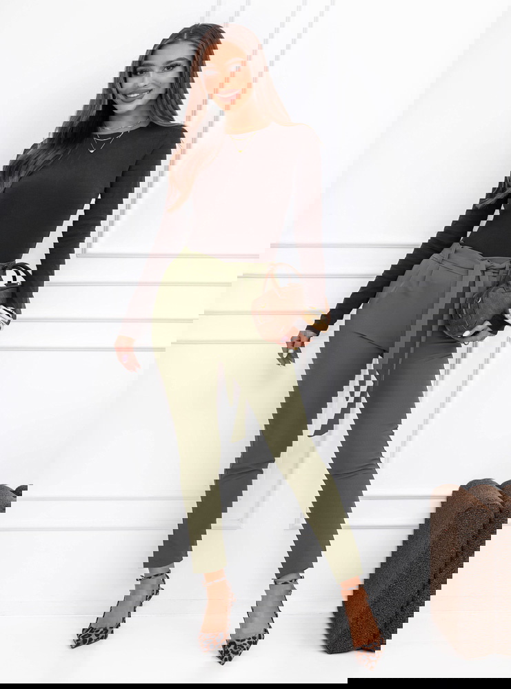 Spodnie z paskiem Amparol - khaki