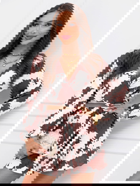 Wzorzysty komplet top i...