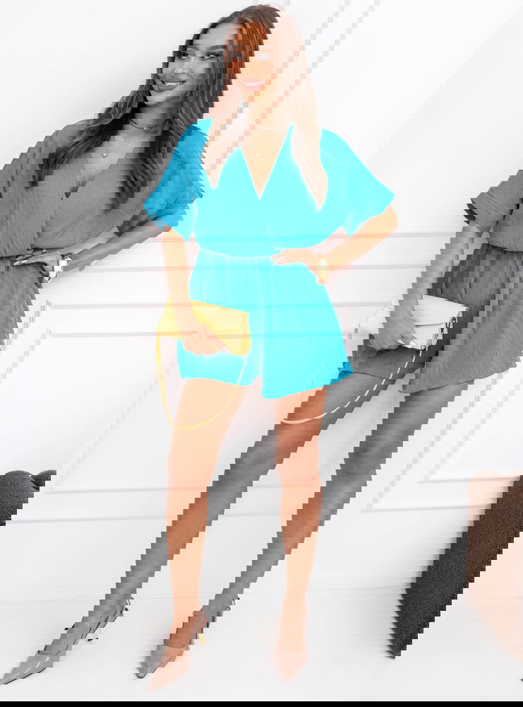 Niebieski muślinowy kombinezon z...