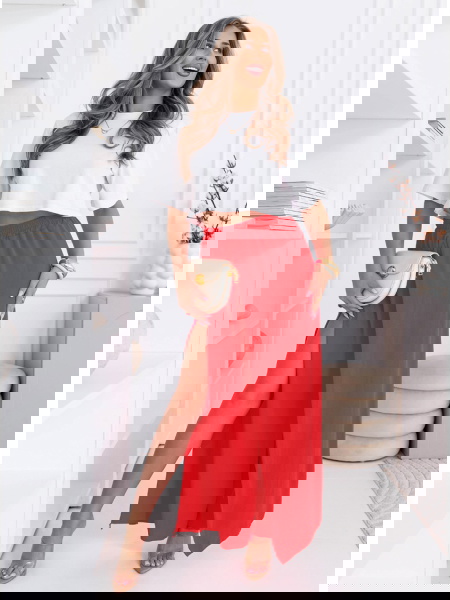 Malinowe spodnie z...