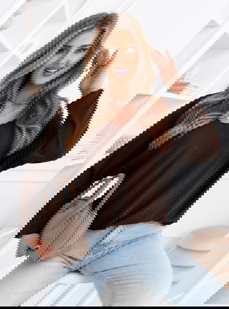 Czekoladowa bluzka oversize Deulenee