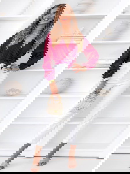 Bordowa satynowa bluzka z... 2