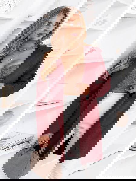 Bordowy lekki płaszczyk z...