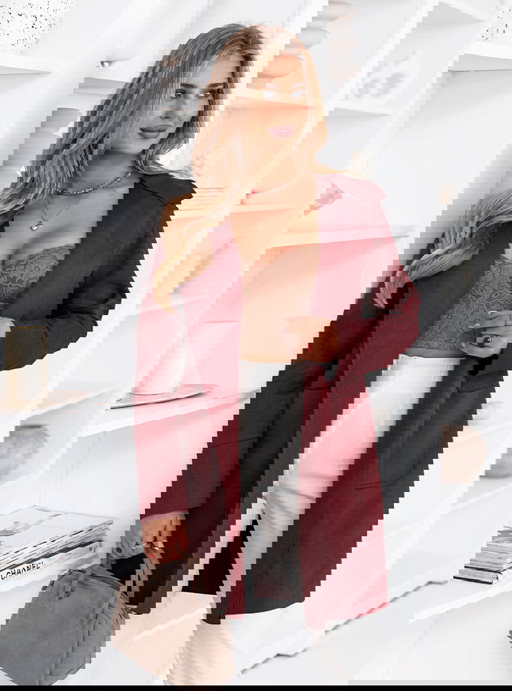 Bordowy lekki płaszczyk z kieszeniami...