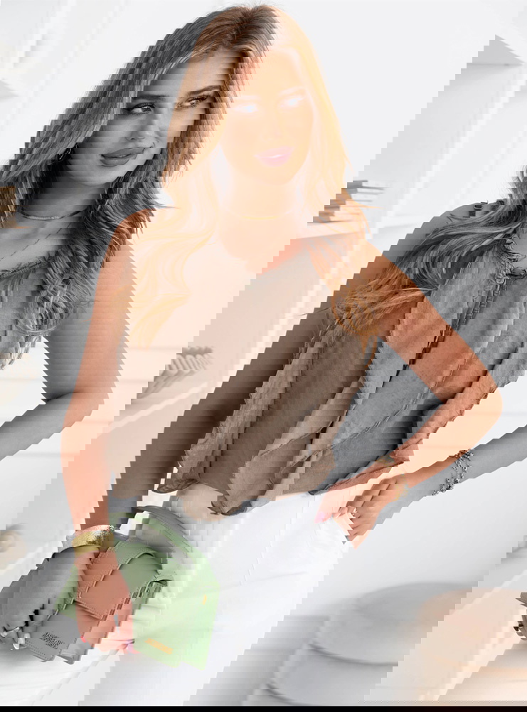 Koszula z falbanami Saronaa - mocha...