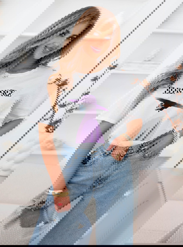 Koszulka z pudrowym nadrukiem Marylynn