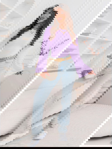 Liliowa bluzka z szerokimi... 2