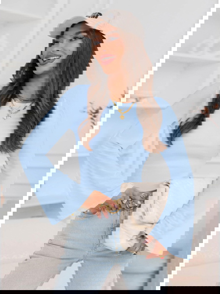 Błękitna bluzka z szerokimi... 2