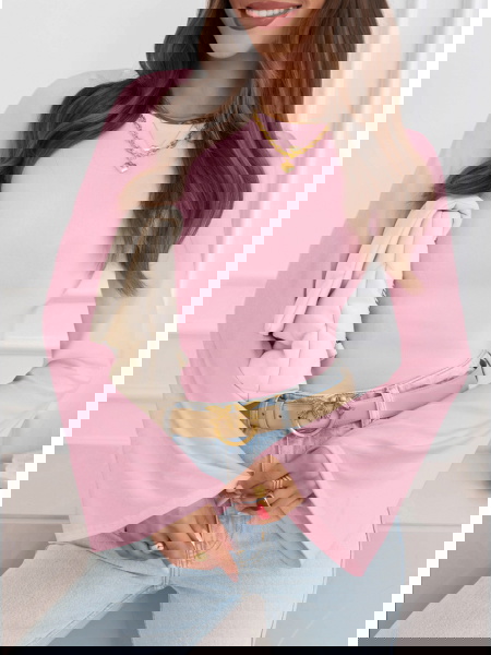 Pudrowa bluzka z szerokimi... 2