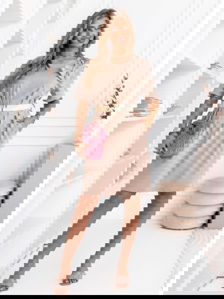 Beżowa sukienka mini z...