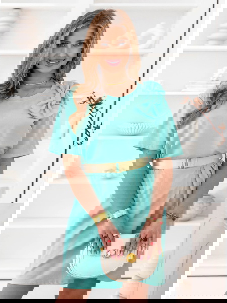 Miętowa sukienka mini z...