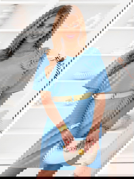 Błękitna sukienka mini z... 2