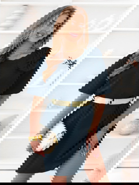 Granatowa sukienka mini z... 2