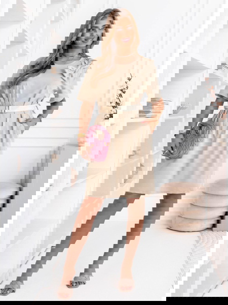 Jasnobeżowa sukienka mini z...