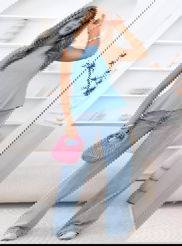 Błękitna dopasowana bluzka z...