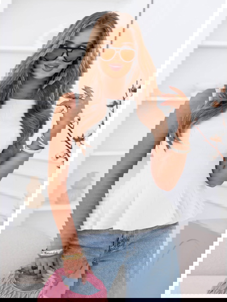 Biała dopasowana bluzka z... 2