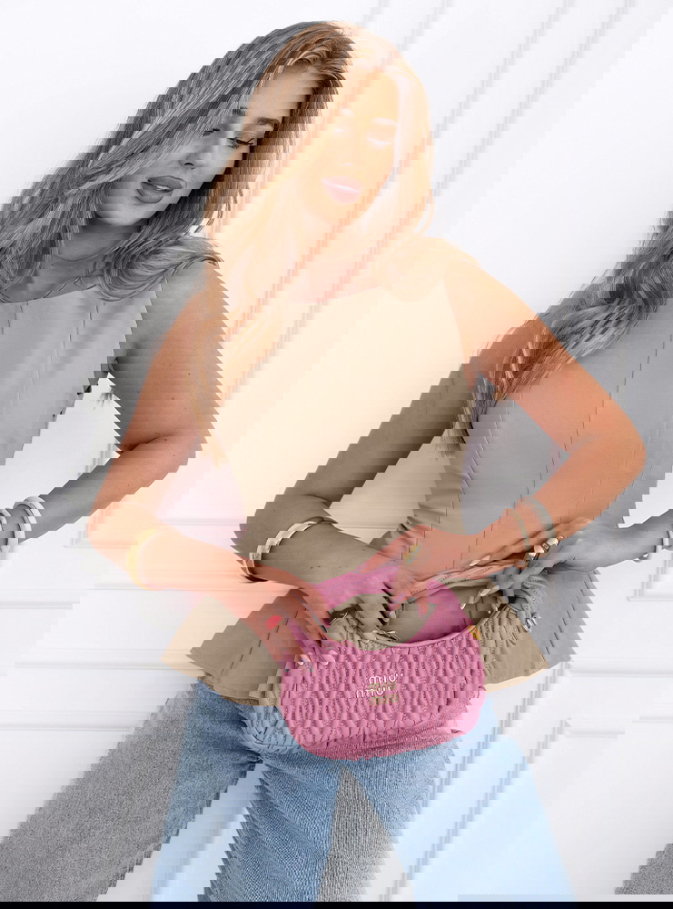 Ciemnobeżowa dopasowana bluzka z...