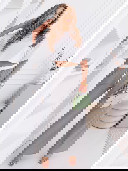 Szare szerokie spodnie z... 2